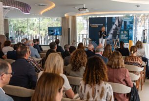 Theresa Zabell, double Olympic gold medalist, President of the Ecomar Foundation and moderator of the event. © Austin Wong / The Ocean Race
